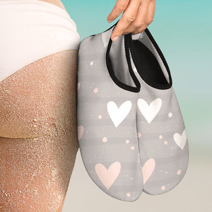 Heart Pattern Gray Background Aqua Shoes