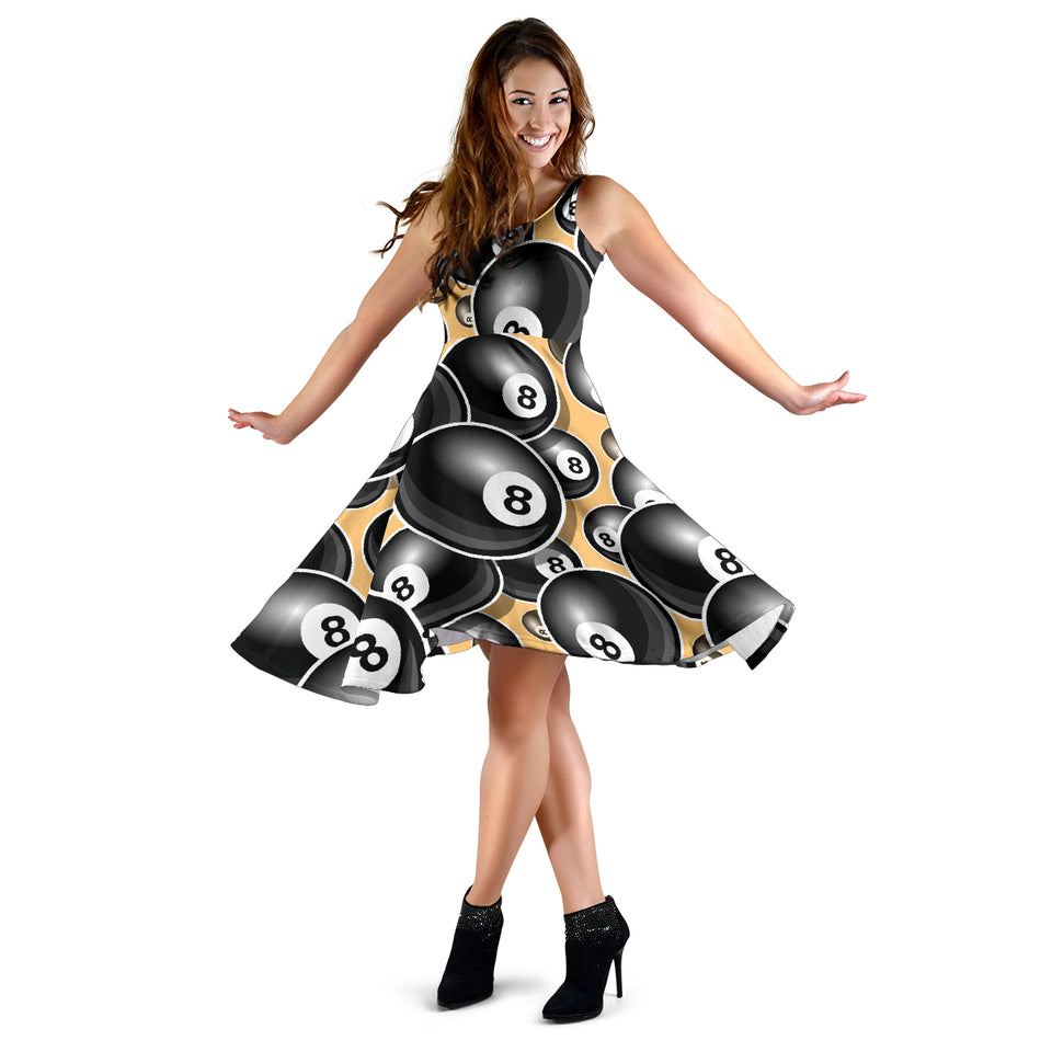 Billiard Ball Pattern Print Design 04 Sleeveless Midi Dress