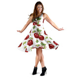 Red Apples Pattern Sleeveless Midi Dress
