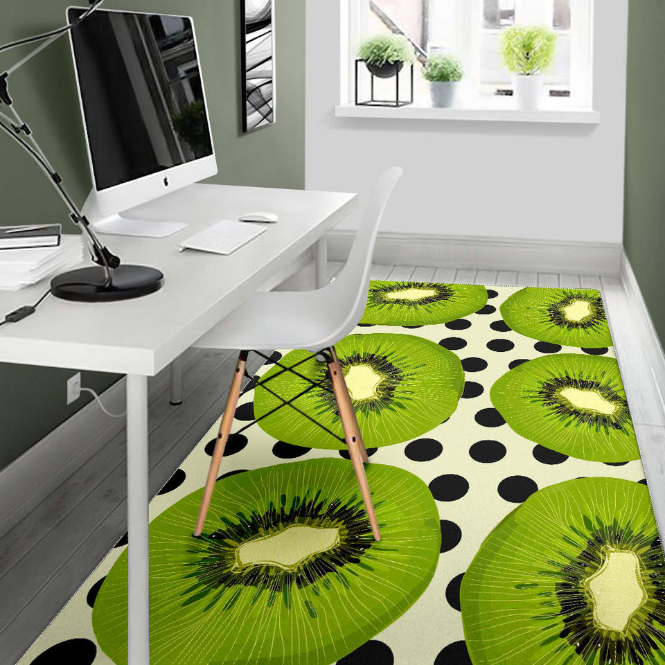 Kiwi Black Dot Background Area Rug