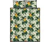 Beautiful parrot palm leaves pattern Quilt Bed Set