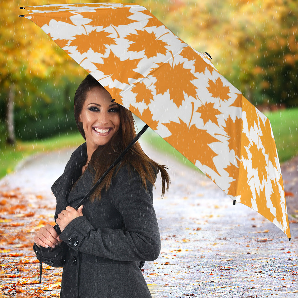 Orange Maple Leaf Pattern Umbrella