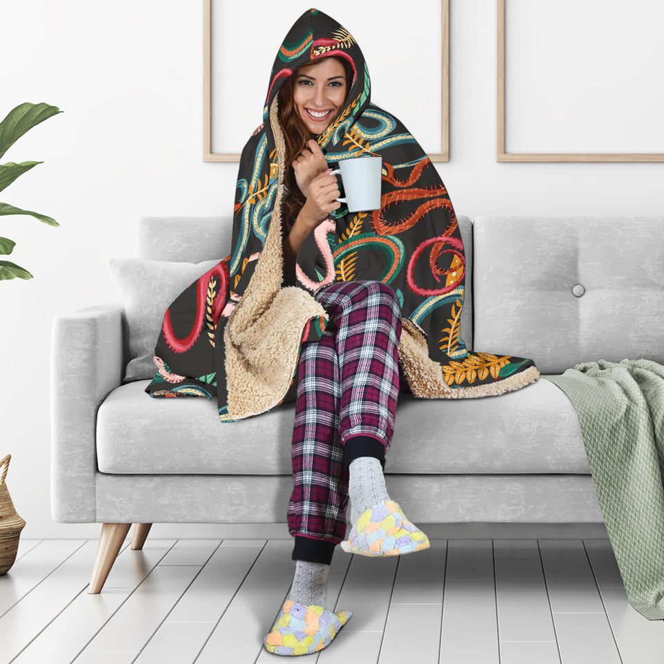 Colorful Snake Plant Pattern Hooded Blanket