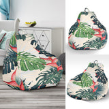 Heliconia Flowers, Palm And Monstera Leaves Bean Bag Cover
