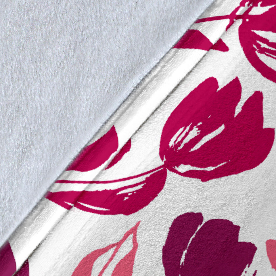 Pink Sketch Tulip Pattern Premium Blanket