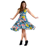 Colorful Mushroom Design Pattern Sleeveless Midi Dress
