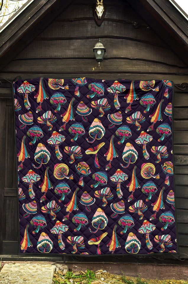 Colorful Mushroom Pattern Premium Quilt