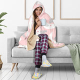 Cute Moon Cloud Star Pattern Pink Dot Background Hooded Blanket