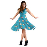 Jack Russel Pattern Print Design 03 Sleeveless Midi Dress