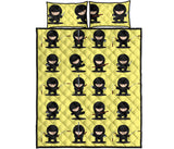 Cute ninja yellow background Quilt Bed Set