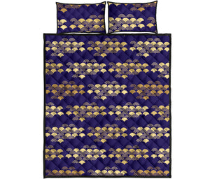 Beautiful japanese fan pattern Quilt Bed Set