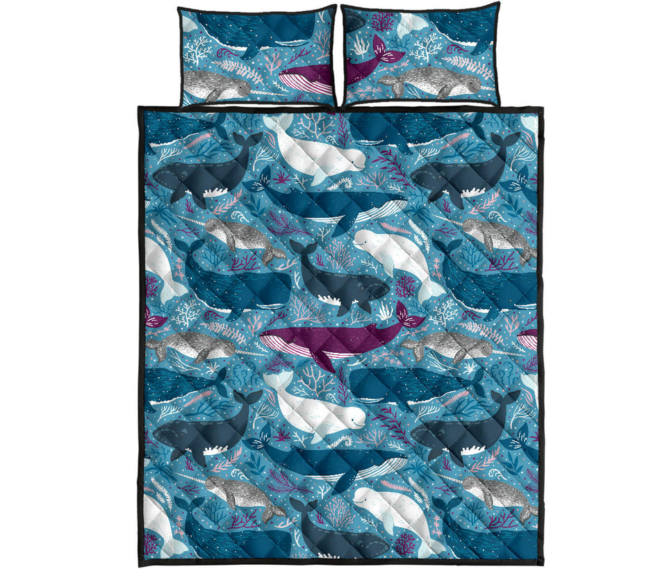 Whale design pattern Quilt Bed Set