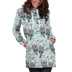 Lovely Sea Otter Pattern Women'S Hoodie Dress