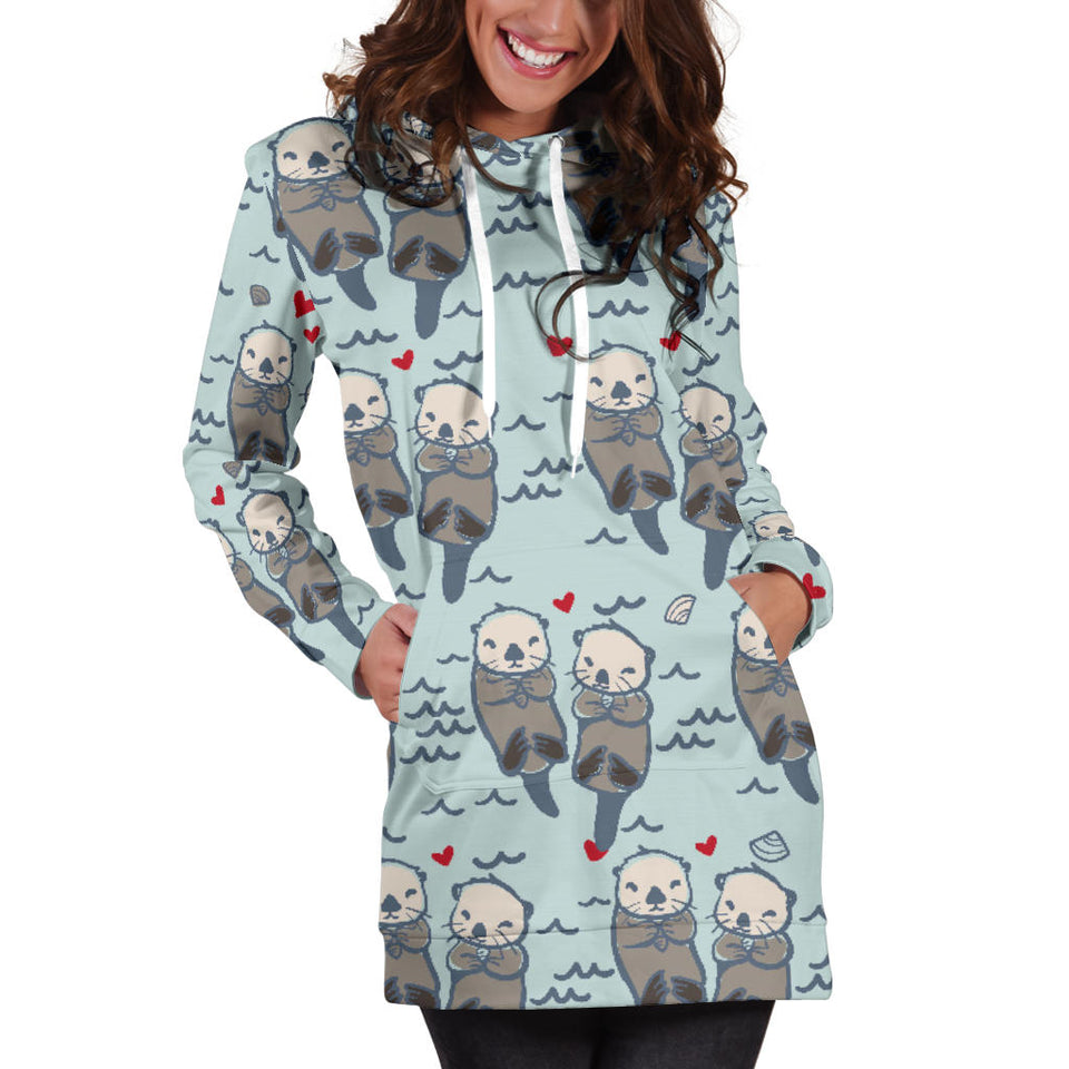 Lovely Sea Otter Pattern Women'S Hoodie Dress