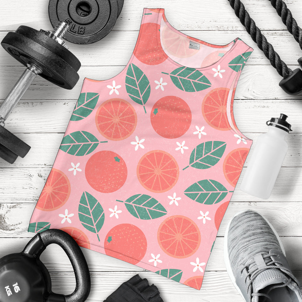 Grapefruit leaves flower pink background Men Tank Top