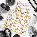 Cute dog corgi striped background pattern Men Tank Top