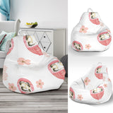 Daruma Japanese Wooden Doll Cherry Blossom Flower Pattern Bean Bag Cover