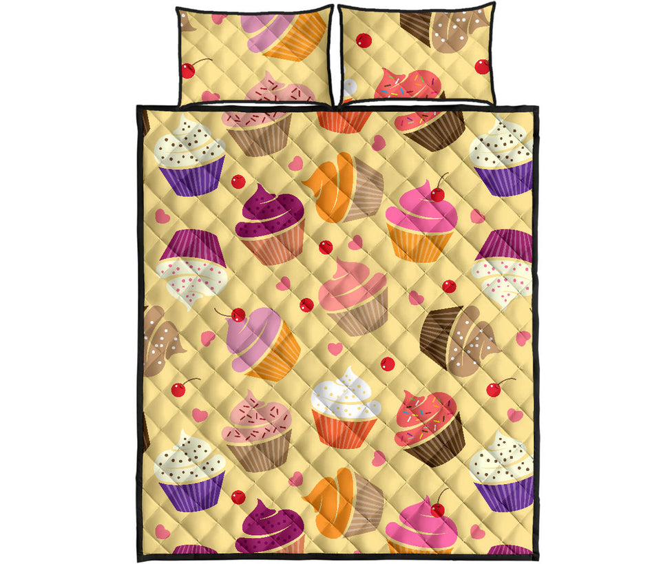 cake cupcake heart cherry pattern Quilt Bed Set