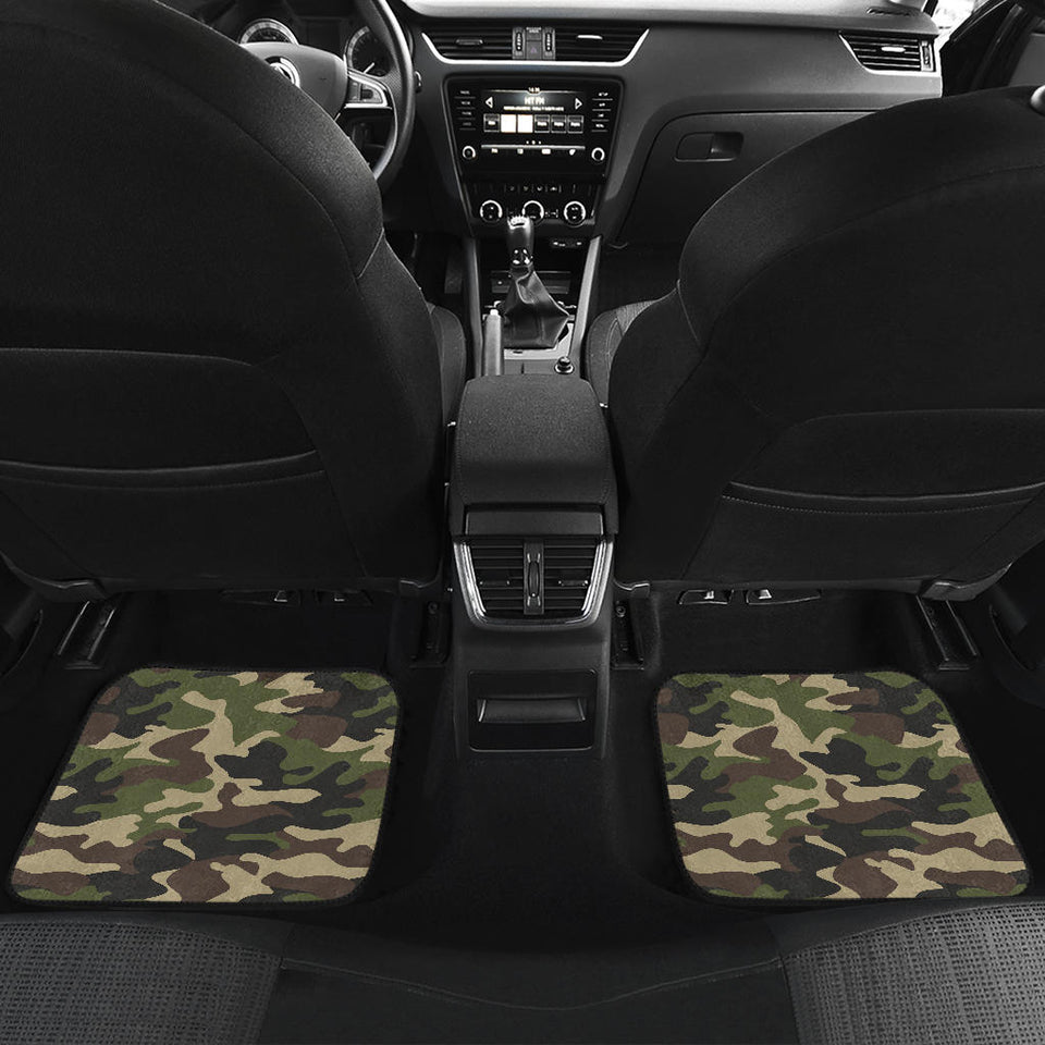 Dark Green Camo Camouflage Pattern Front And Back Car Mats
