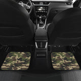 Dark Green Camo Camouflage Pattern Front And Back Car Mats