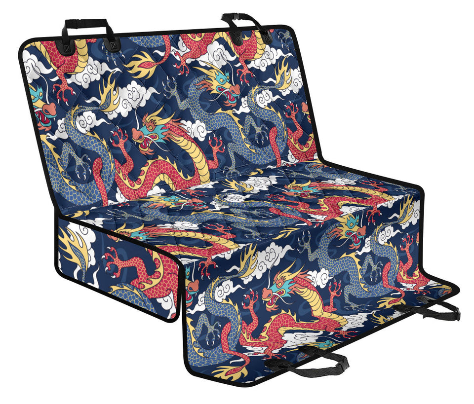 Blue Red Dragon Cloud Pattern Dog Car Seat Covers