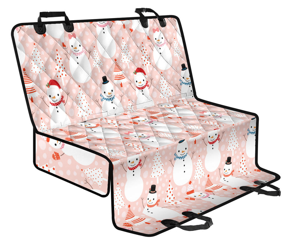 Cute Snowman Christmas Tree Snowpink Background Dog Car Seat Covers