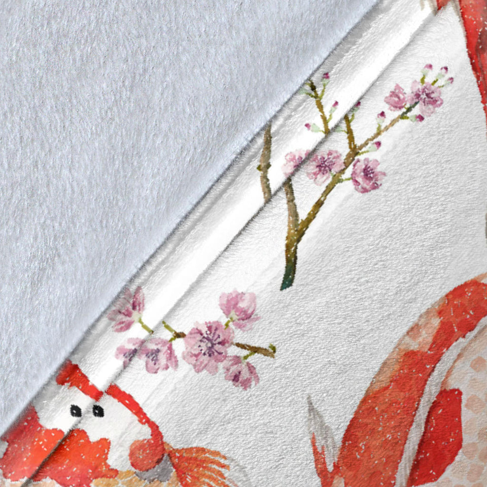 Watercolor Koi Fish Carp Fish Pattern Premium Blanket