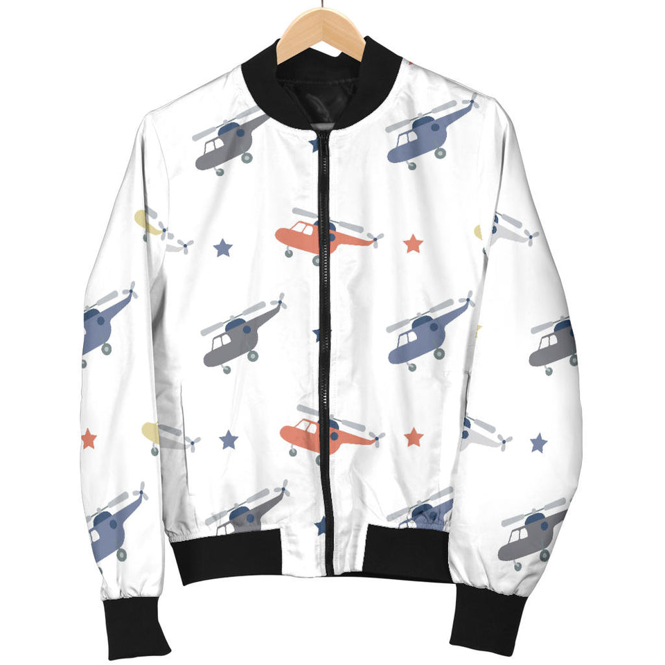 Cute Helicopter Star Pattern Women'S Bomber Jacket