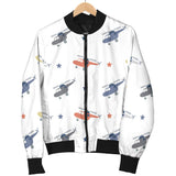 Cute Helicopter Star Pattern Women'S Bomber Jacket
