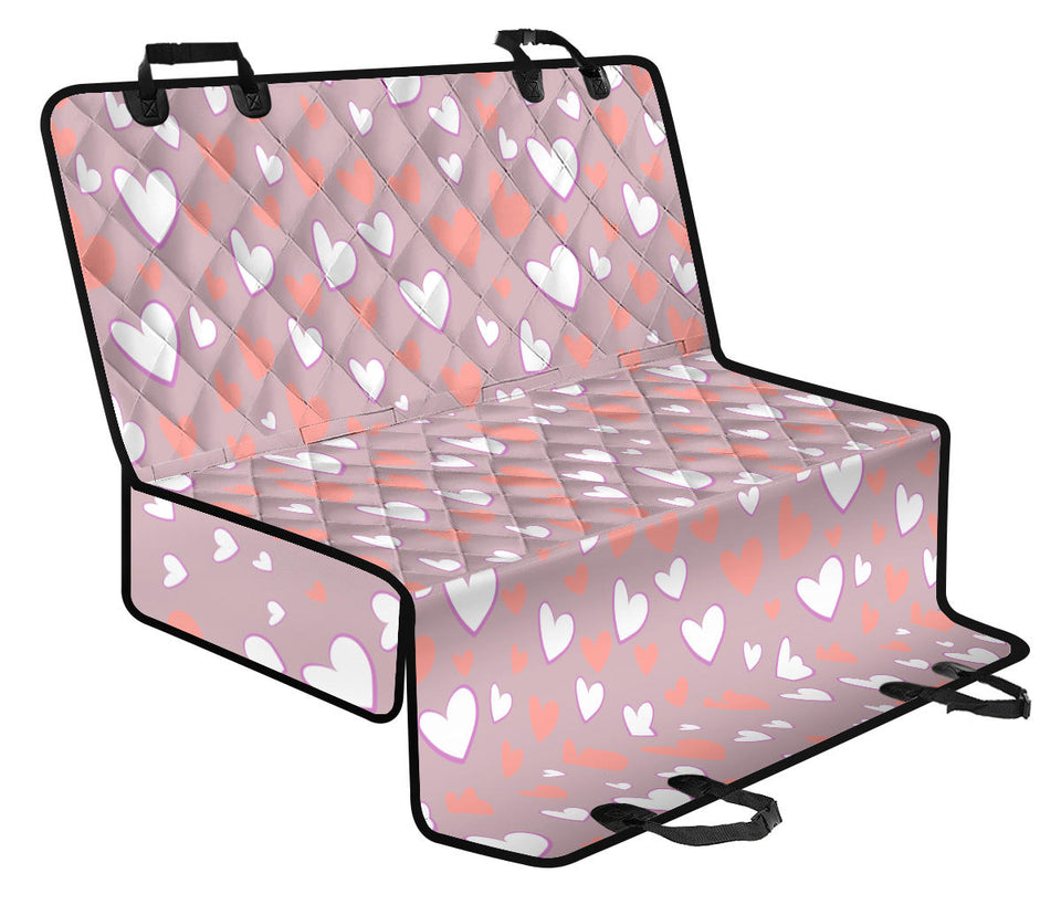 Coral White Heart Pattern Dog Car Seat Covers