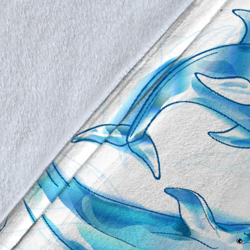Watercolor Dolphin Pattern Premium Blanket