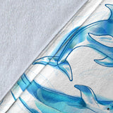 Watercolor Dolphin Pattern Premium Blanket