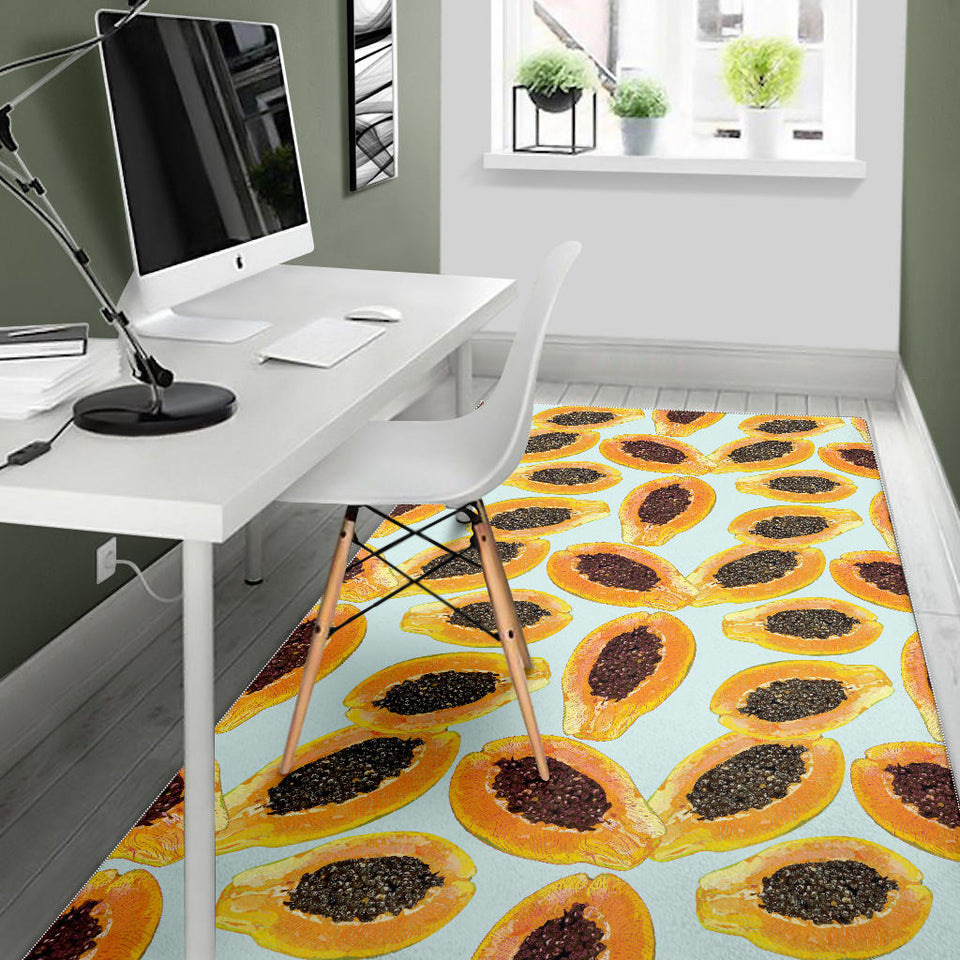 Watercolor Papaya Pattern Area Rug