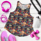 Sugar skulls flower maxican pattern Women Racerback Tank Top