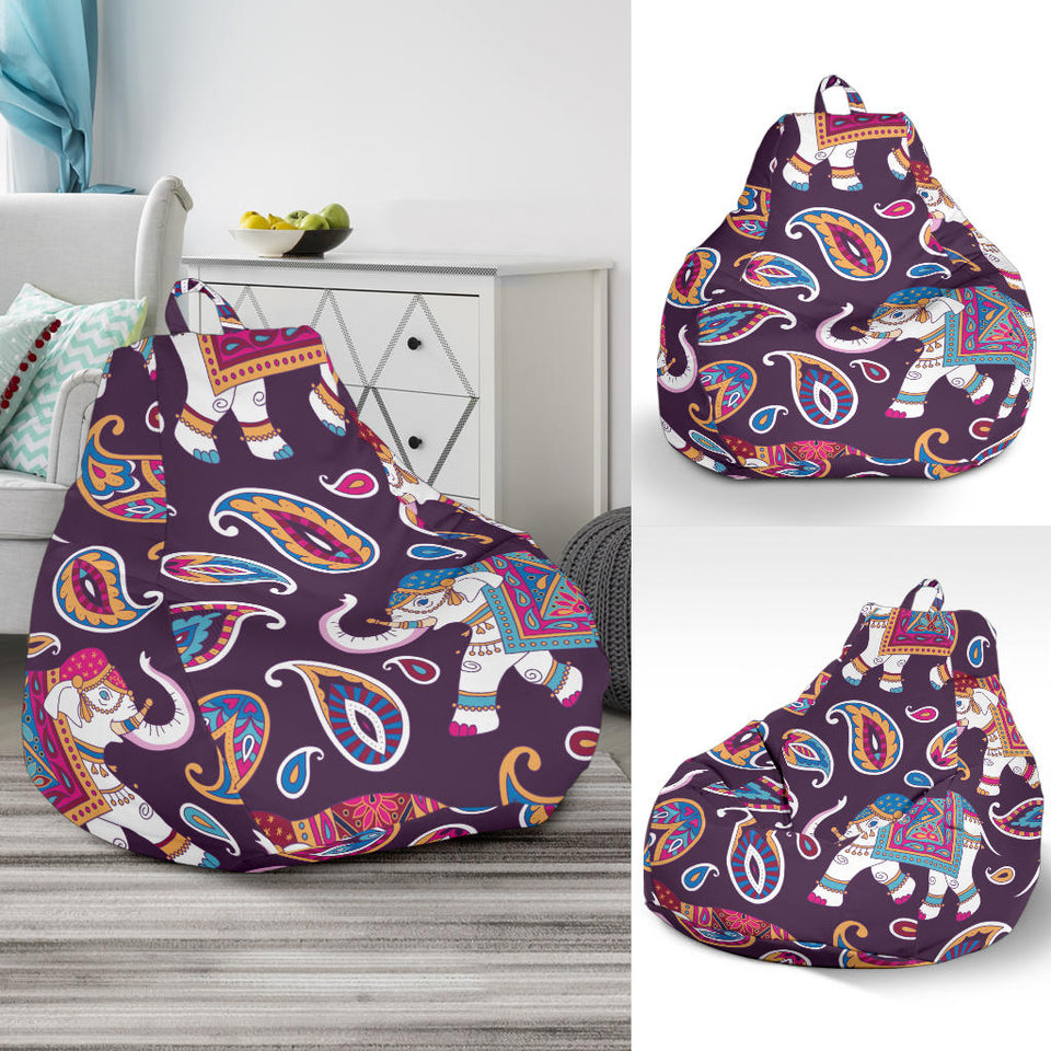 Elephant Indian Style Ornament Pattern Bean Bag Cover
