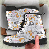 Corgi Dog Pattern Leather Boots