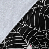 Spider Web Design Pattern Black Background White Cobweb Premium Blanket