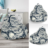 Sugar Skull Black White Pattern Bean Bag Cover