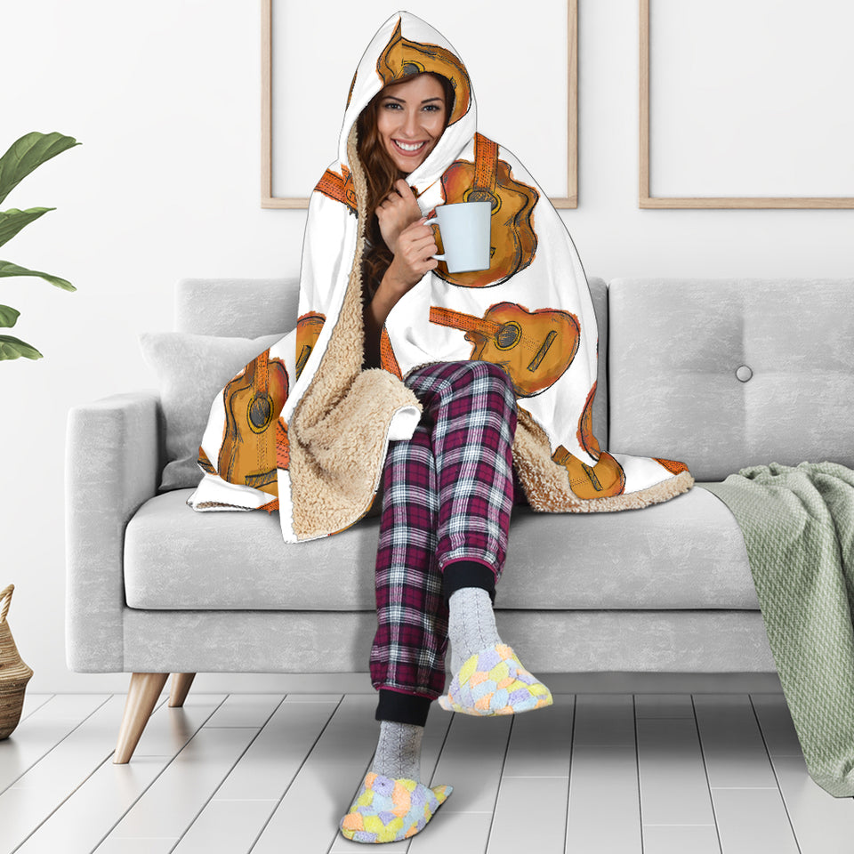 Paint Guitar Pattern Hooded Blanket