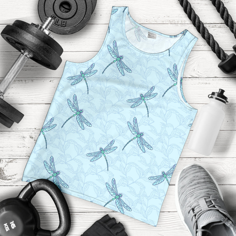 Dragonfly pattern blue background Men Tank Top