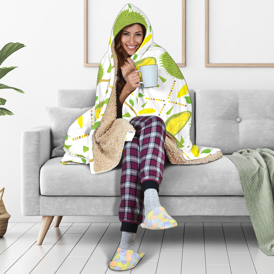 Durian Pattern Background Hooded Blanket