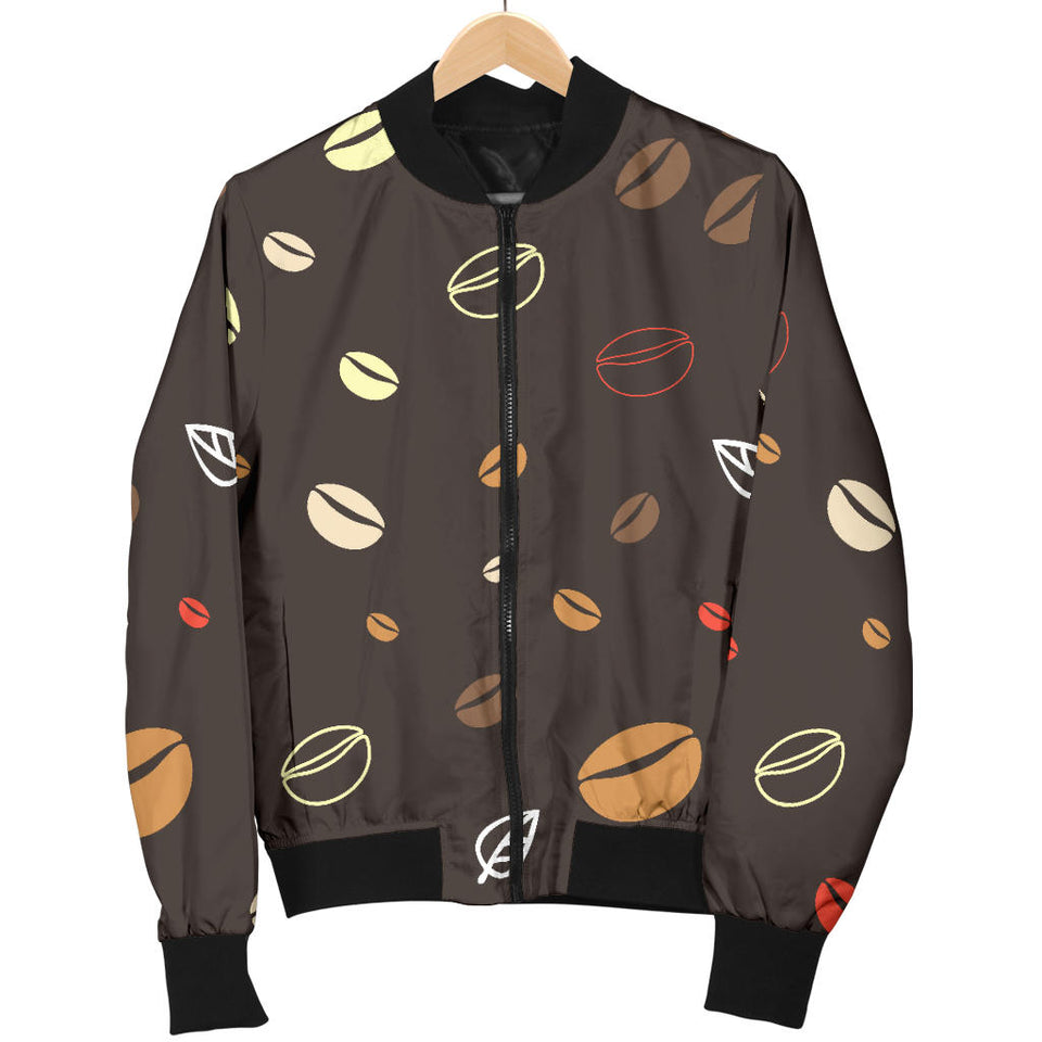 Coffee Bean Leave Pattern Women'S Bomber Jacket