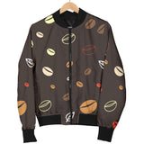 Coffee Bean Leave Pattern Women'S Bomber Jacket