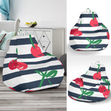 Hand Drawn Cherry Pattern Striped Background Bean Bag Cover