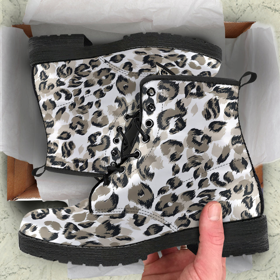 Leopard Skin Print Pattern Leather Boots
