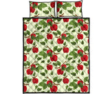 Red apples leaves pattern Quilt Bed Set