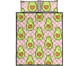Avocado heart pink background Quilt Bed Set