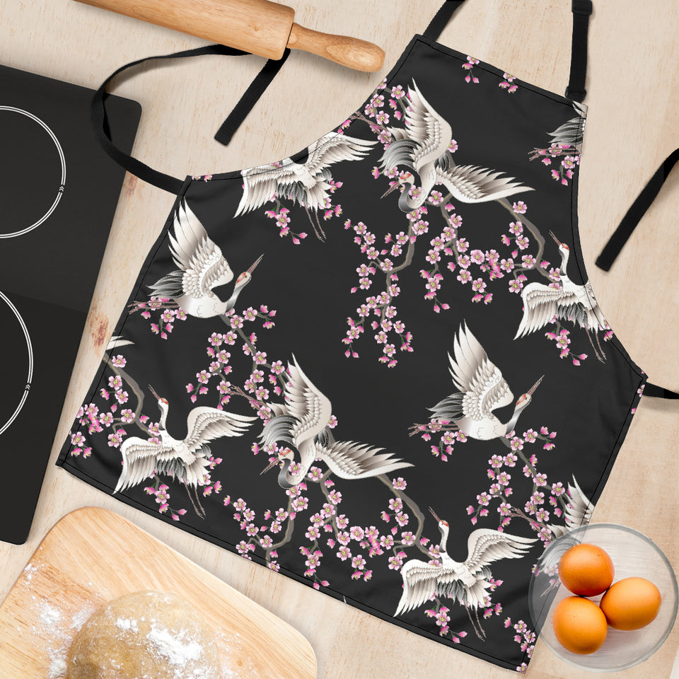 Japanese Crane Pink Sakura Pattern Adjustable Apron