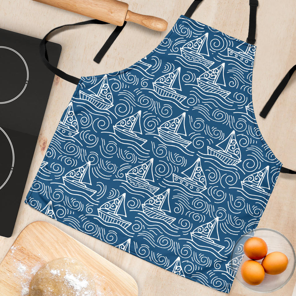 Hand Drawn Sailboat Pattern Adjustable Apron