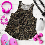 luxurious gold lotus waterlily black background Women Racerback Tank Top